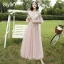 Modest / Simple Sage Green Embroidered Bridesmaid Dresses 2021 A-Line / Princess V-Neck Short Sleeve Backless Floor-Length / Long Wedding Party Dresses
