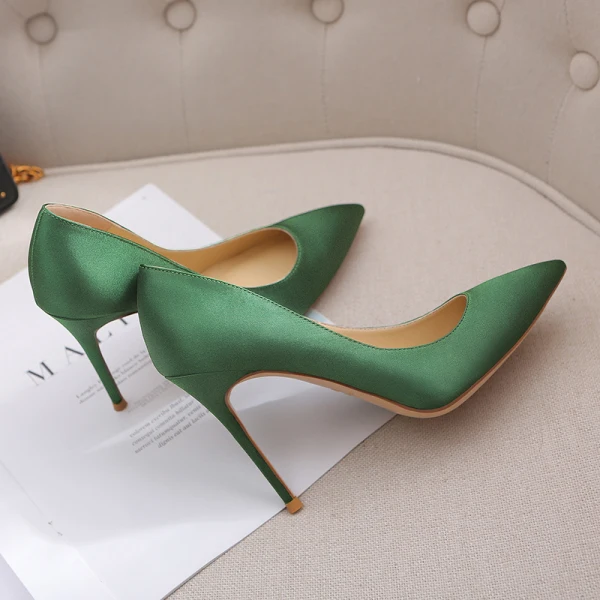 Chic / Belle Bordeaux Soie Satin Bureau OL Escarpins 2021 8 cm Talons Aiguilles À Bout Pointu Escarpins Talons Hauts