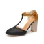 Schlicht Schwarz Strassenmode Sandalen Damen 2020 T-Riemen 8 cm Thick Heels Runde Zeh Sandaletten