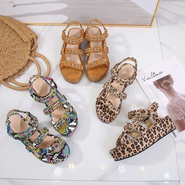 Bohemia Multi-Colors Street Wear Summer Womens Sandals 2020 5 cm Platform Open / Peep Toe Sandals