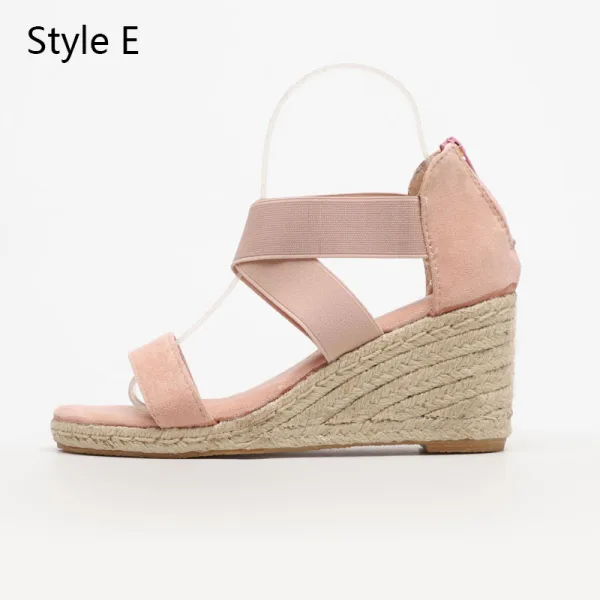Schöne Braun Strassenmode Leopardenmuster Sandalen Damen 2020 8 cm Keilabsatz Peeptoes Sandaletten