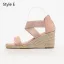 Schöne Braun Strassenmode Leopardenmuster Sandalen Damen 2020 8 cm Keilabsatz Peeptoes Sandaletten