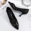 Enkel Svart Kontor OL Pumps 2020 Lær Klinke Stiletthæler 6 cm Spisse Pumps