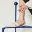 Enkla Vita Slingback Casual Läder Sandaler Dam 2020 4 cm Låg Klack Spetsiga Sandaler