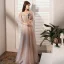 Simple Rougissant Rose Paillettes Robe Demoiselle D'honneur Princesse 2021 V-Cou Manches Courtes Dos Nu Longue Robe Pour Mariage