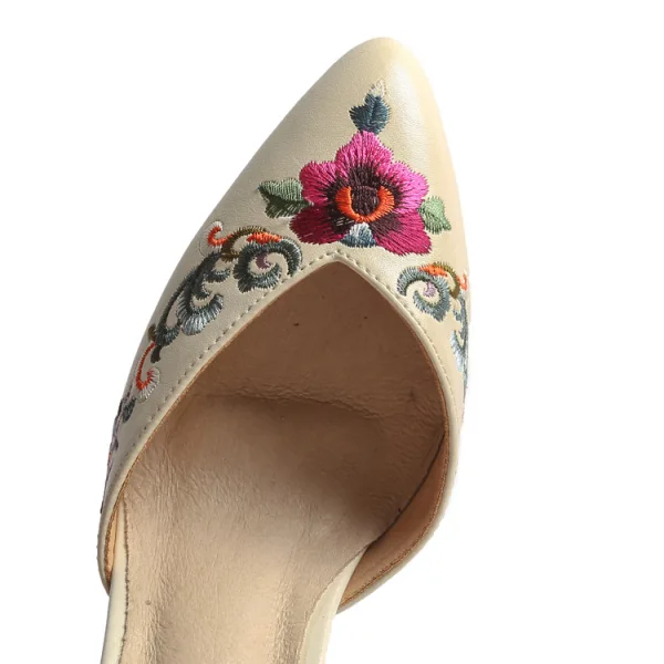 Fashion Ethnic Summer White Outdoor / Garden Womens Sandals 2020 Ankle Strap 8 cm Stiletto Heels Pointed Toe Sandals