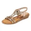 Cyganeria Uroczy Lato Czarne Plaża Sandały Damskie 2020 Rhinestone Płaskie Peep Toe Sandały