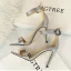 Sexy Argenté Cocktail Sandales Femme 2020 Satin Faux Diamant Bride Cheville 9 cm Talons Aiguilles Peep Toes / Bout Ouvert Sandales