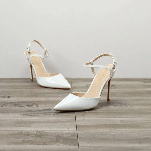 Chic / Belle Nues Vêtement de rue Sandales Femme 2020 Cuir Verni Bride Cheville 10 cm Talons Aiguilles À Bout Pointu Sandales