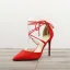 Chic / Beautiful Red Street Wear Suede Womens Sandals 2020 Bow Ankle Strap 10 cm Stiletto Heels Pointed Toe Sandals