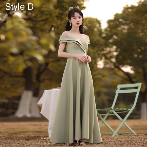 Modest / Simple Sage Green Bridesmaid Dresses 2021 A-Line / Princess Off-The-Shoulder Short Sleeve Backless Floor-Length / Long Wedding Party Dresses