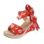 Fashion Summer Red Beach Womens Sandals 2020 Floral Bow 7 cm Wedges Platform Open / Peep Toe Sandals
