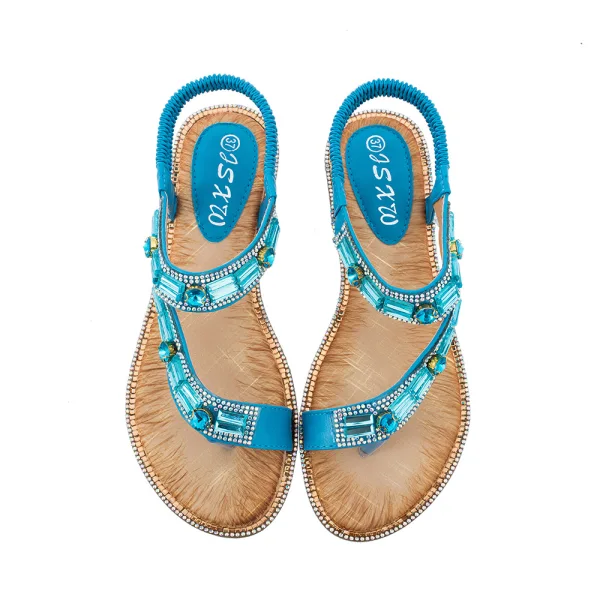 Schöne Sommer Lindgrün Strand Flache Sandalen Damen 2020 Kristall Strass Peeptoes Sandaletten
