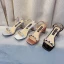 Fashion Champagne Evening Party Leather Womens Sandals 2020 Rhinestone Ankle Strap 6 cm Thick Heels Open / Peep Toe Sandals