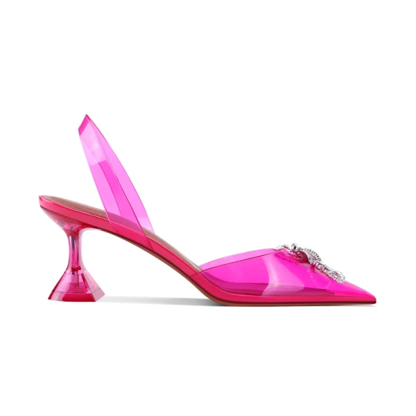 Transparent Fushia Désinvolte Sandales Femme 2020 Faux Diamant 8 cm Talons Aiguilles À Bout Pointu Escarpins