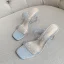 Transparent Sexy Gold Casual Womens Sandals 2020 Rhinestone 6 cm Thick Heels Open / Peep Toe Sandals