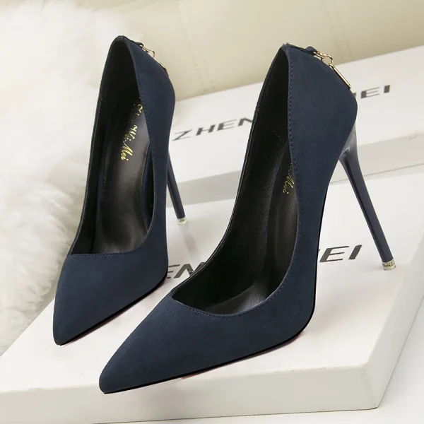 Modest / Simple Black Office OL Suede Pumps 2020 11 cm Stiletto Heels Pointed Toe Pumps