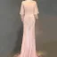 Luxe Ivoire Robe De Soirée 2018 Trompette / Sirène Perlage Perle Faux Diamant Paillettes Encolure Dégagée Dos Nu 3/4 Manches Train De Balayage Robe De Ceremonie