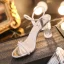 Sexy Champagne Evening Party Crystal Womens Sandals 2020 Rhinestone 8 cm Thick Heels Open / Peep Toe Sandals