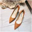 Eenvoudige Mooie / Prachtige Nude Kantoor OL Pumps 2020 Leer 10 cm Naaldhakken / Stiletto Spitse Neus Pumps