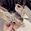 Charmig Röd Afton Sandaler Dam 2020 Läder Rhinestone T-Rem 9 cm Stilettklackar Spetsiga Sandaler