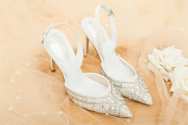 Chic / Belle Multi-Couleurs Faux Diamant Slingbacks Chaussure De Mariée 2020 Cuir 10 cm Talons Aiguilles À Bout Pointu Mariage Sandales