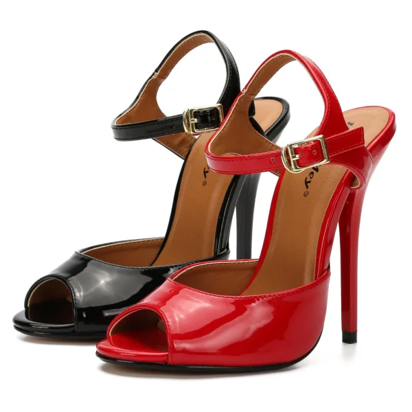 Chic / Beautiful Black Street Wear Womens Sandals 2020 Ankle Strap 13 cm Stiletto Heels Open / Peep Toe Sandals