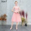 Chinese style Grey Embroidered Bridesmaid Dresses 2021 A-Line / Princess High Neck Short Sleeve Backless Tea-length Bridesmaid Wedding Party Dresses