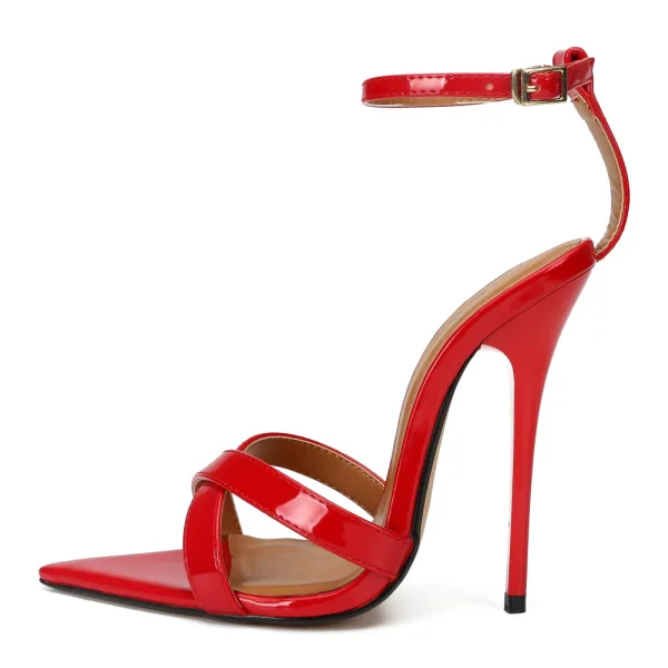 Modest / Simple Black Street Wear Womens Sandals 2020 Ankle Strap 13 cm Stiletto Heels Open / Peep Toe Sandals