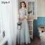 Chinese style Elegant Blushing Pink Embroidered Bridesmaid Dresses 2021 A-Line / Princess Scoop Neck 3/4 Sleeve Floor-Length / Long Wedding Party Dresses