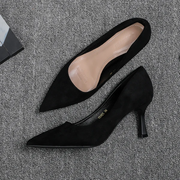 Chic / Belle Noire Bureau OL Daim Escarpins 2020 6 cm Talons Aiguilles À Bout Pointu Escarpins