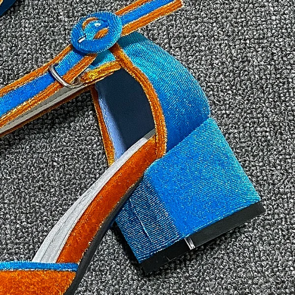 Chic / Belle Orange Cocktail Daim Sandales Femme 2020 Bride Cheville 4 cm Talons Épais Talon Bas À Bout Pointu Sandales