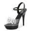 Sexy Noire Club de carnaval Faux Diamant Sandales Femme 2020 Bride Cheville 15 cm Talons Aiguilles Peep Toes / Bout Ouvert Sandales