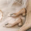 Sparkly Silver Rhinestone Wedding Shoes 2020 Sequins 7 cm Thick Heels Pointed Toe Wedding Pumps