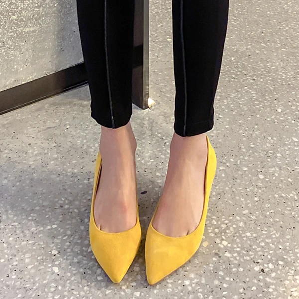 Proste / Simple Czarne Przypadkowy Zamszowe Czółenka 2020 5 cm Szpilki Szpiczaste Czółenka