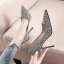 Charmant Beige Soirée Faux Diamant Escarpins 2020 9 cm Talons Aiguilles À Bout Pointu Escarpins