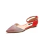 Schöne Sommer Beige Strassenmode Pailletten Flache Sandalen Damen 2020 Knöchelriemen Spitzschuh Sandaletten