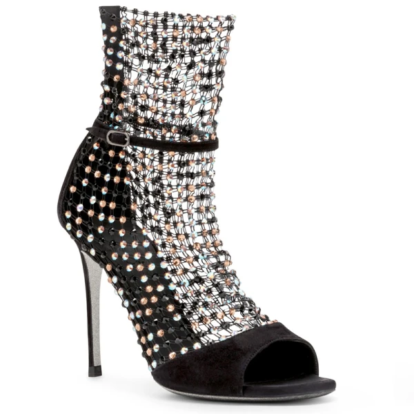 Sexy Silver Pierced Rhinestone Cocktail Party Womens Sandals 2020 Leather 9 cm Stiletto Heels Open / Peep Toe Sandals