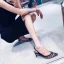 Uroczy Czarne Wieczorowe Rhinestone Slingback Sandały Damskie 2020 7 cm Szpilki Szpiczaste Sandały