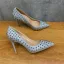 Charmant Argenté Soirée Paillettes Rivet Escarpins 2020 12 cm Talons Aiguilles À Bout Pointu Escarpins
