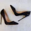 Mode Svarta Karnevalsklubb Nit Pumps 2020 Läder 10 cm Stilettklackar Spetsiga Pumps