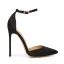 Schöne Schwarz Büro OL Satin Sandalen Damen 2020 Knöchelriemen 12 cm Stilettos Spitzschuh Sandaletten