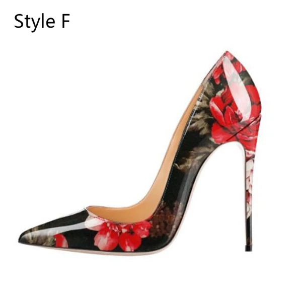 Fine Multi-Farger Ball Pumps 2020 Patent Lær 12 cm Stiletthæler Spisse Pumps