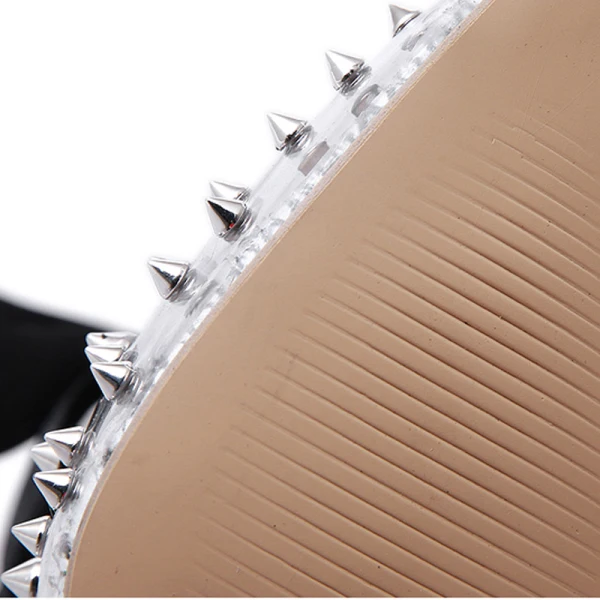 Sexy Noire Soirée Rivet Sandales Femme 2020 Noeud Bride Cheville 12 cm Talons Aiguilles À Bout Pointu Sandales