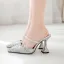 Sparkly Silver Street Wear Rhinestone Sequins Womens Sandals 2020 9 cm Stiletto Heels Pointed Toe Sandals