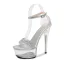 Sexy Argenté Cocktail Sandales Femme 2020 Bride Cheville 14 cm Talons Aiguilles À Bout Pointu Sandales