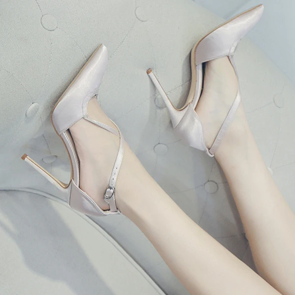 Chic / Beautiful Black Street Wear Satin Womens Sandals 2020 X-Strap 10 cm Stiletto Heels Pointed Toe Sandals