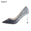 Sparkly Charming Silver Evening Party Leather Sequins Pumps 2020 8 cm Stiletto Heels Pointed Toe Pumps