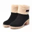 Garder au chaud Hiver Marron Vêtement de rue Daim Bottines Bottes De Neige 2020 5 cm Talons Épais À Bout Rond Bottes Femme