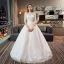 Moderne / Mode Rouge Robe De Mariée 2018 Princesse Appliques En Dentelle Cristal Encolure Dégagée 3/4 Manches Royal Train Mariage